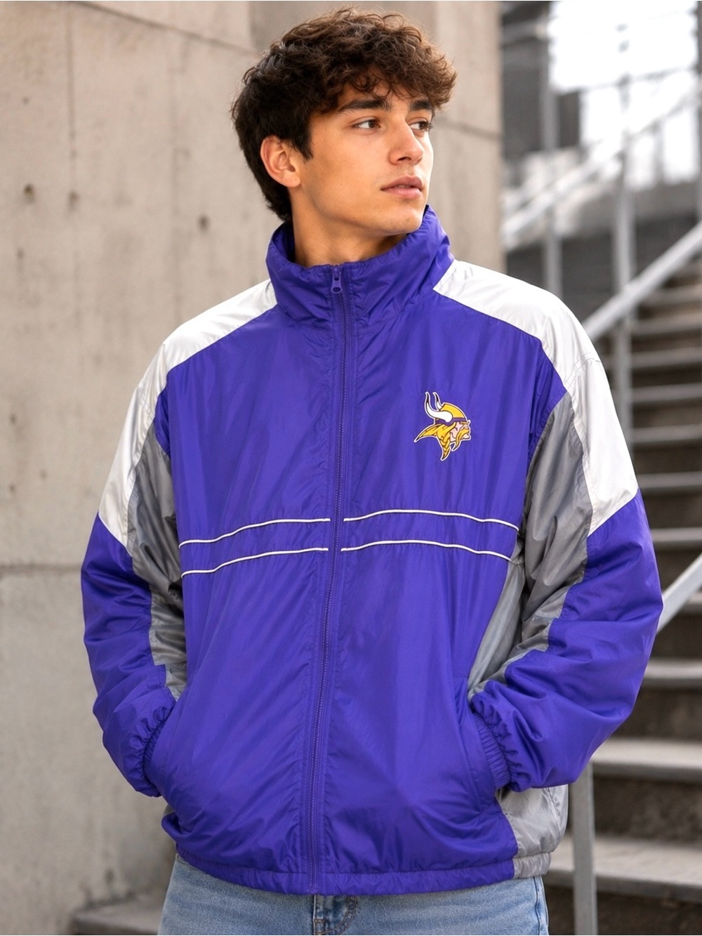 Vintage Minnesota Vikings Windbreaker Jacket Dunbrooke Sports Illustrated 2XL